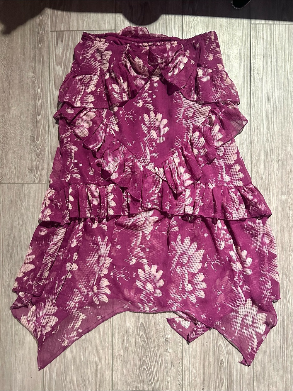 Urban Outfitters Layered Ruffled Purple Floral Maxi Skirt